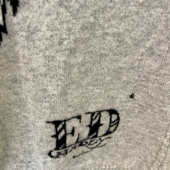 Vintage Ed Hardy Cashmere Light Gray Hoodie with Silver Zipper - Picture 10 of 10